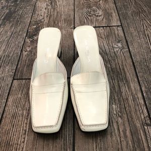 Adorable white mules